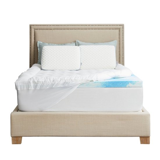 Front Zoom. Sealy - 3 + 1 Memory Foam Topper with Fiber Fill Cover - King - Blue.