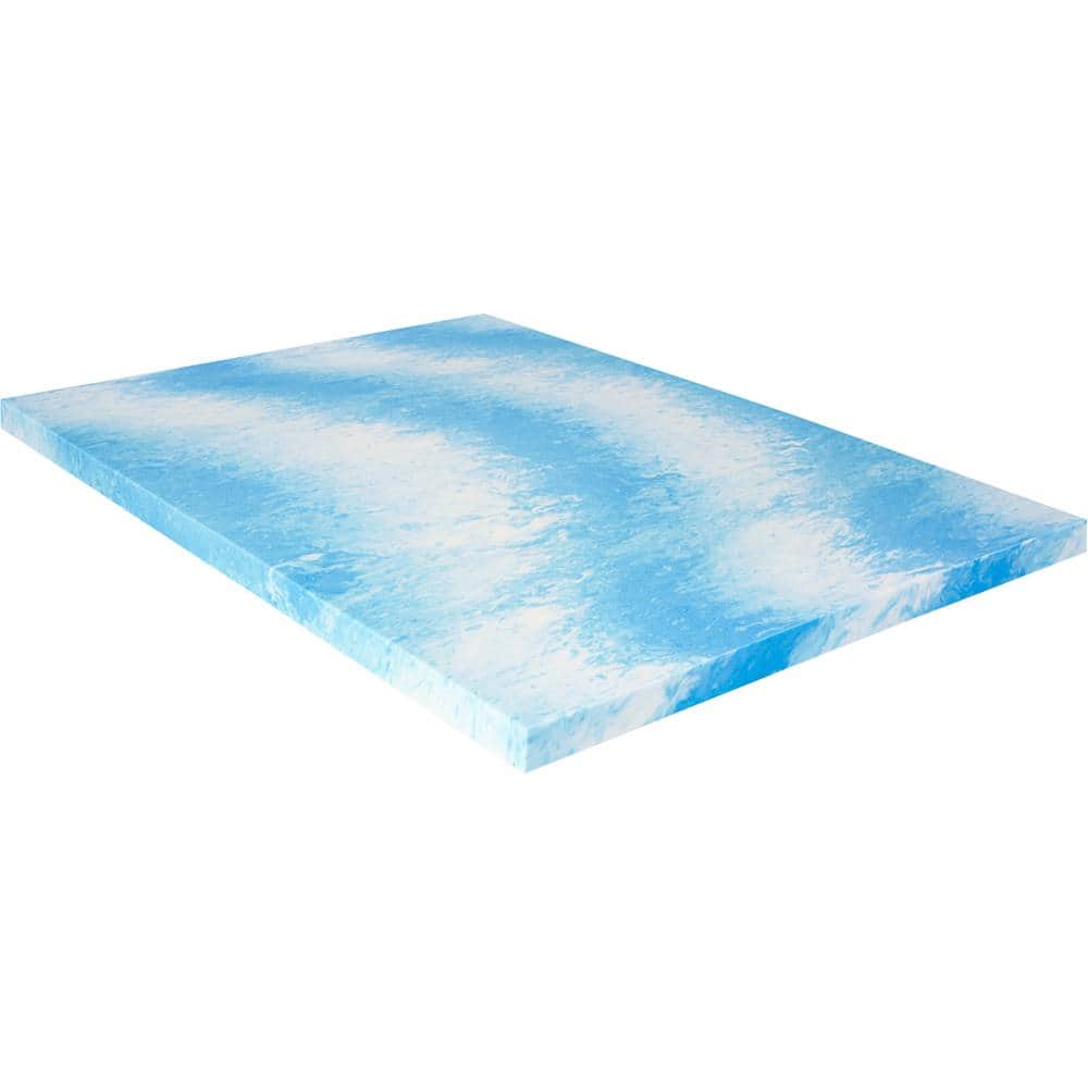Angle. Sealy - 3 + 1 Memory Foam Topper with Fiber Fill Cover - Queen - Blue.