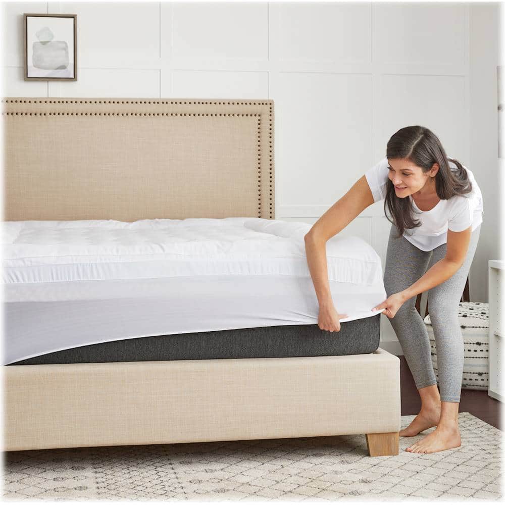 Alt View 11. Sealy - 3 + 1 Memory Foam Topper with Fiber Fill Cover - Queen - Blue.