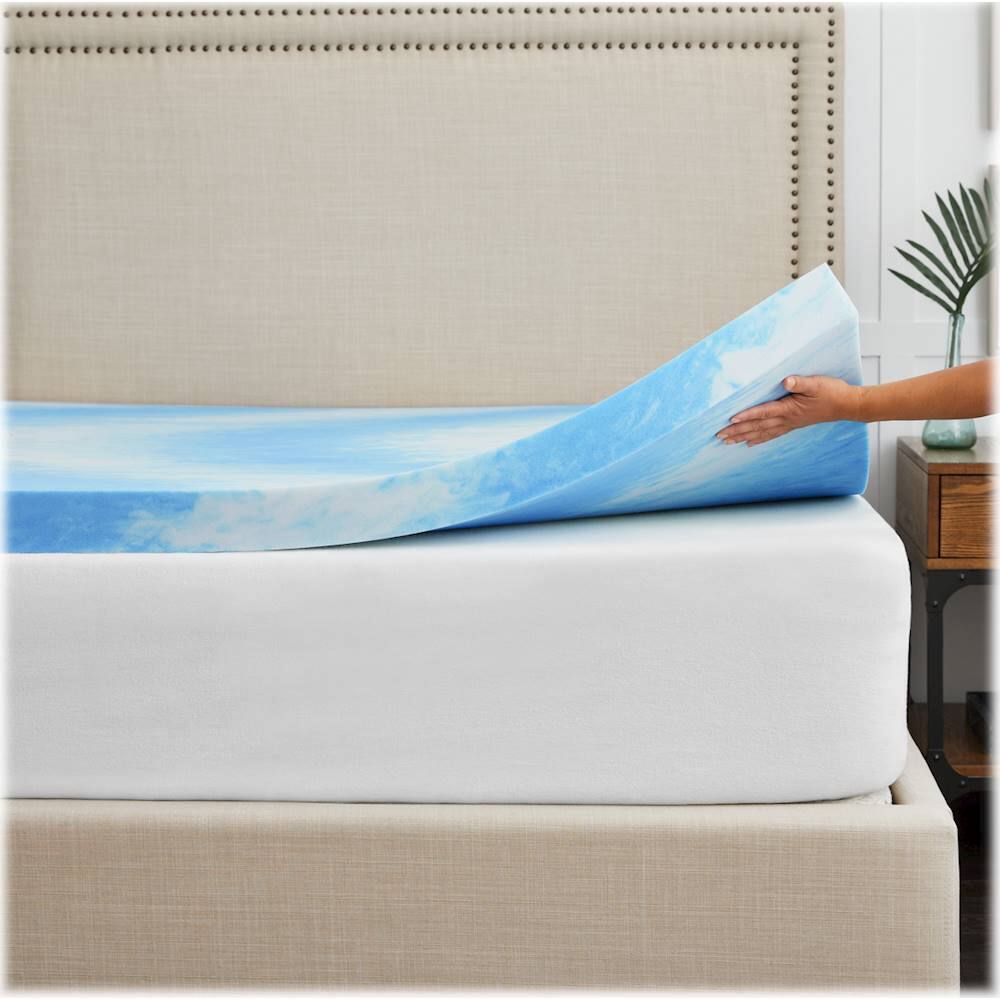 Alt View 12. Sealy - 3 + 1 Memory Foam Topper with Fiber Fill Cover - Queen - Blue.
