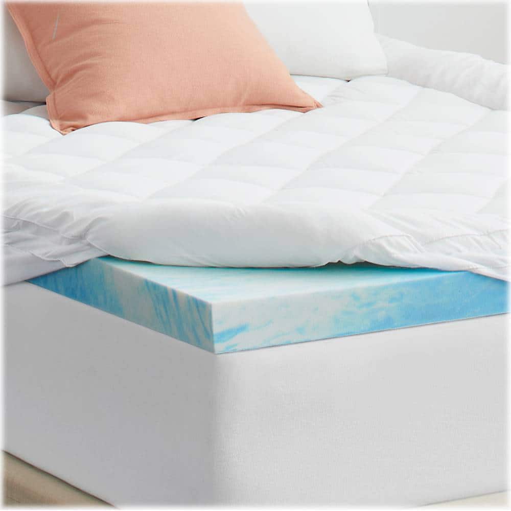 Alt View 13. Sealy - 3 + 1 Memory Foam Topper with Fiber Fill Cover - Queen - Blue.