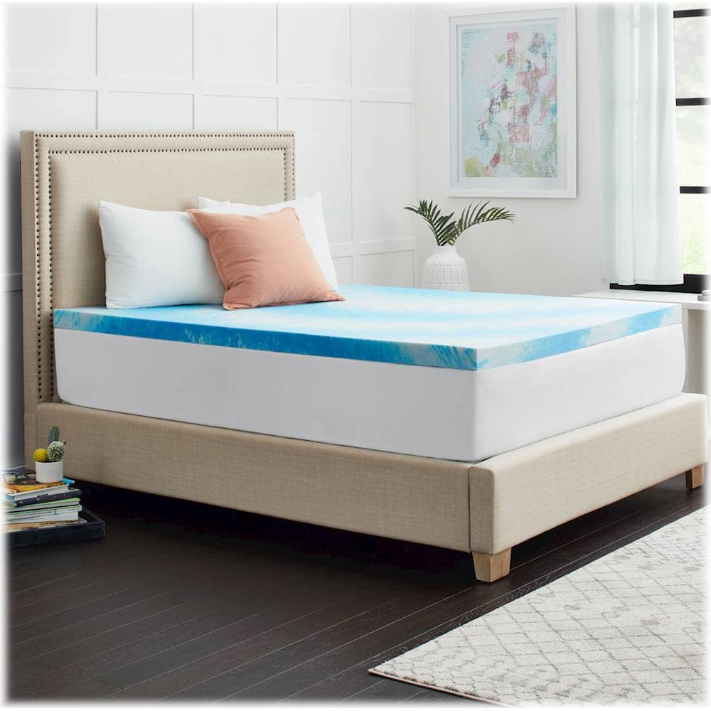 Alt View 15. Sealy - 3 + 1 Memory Foam Topper with Fiber Fill Cover - Queen - Blue.