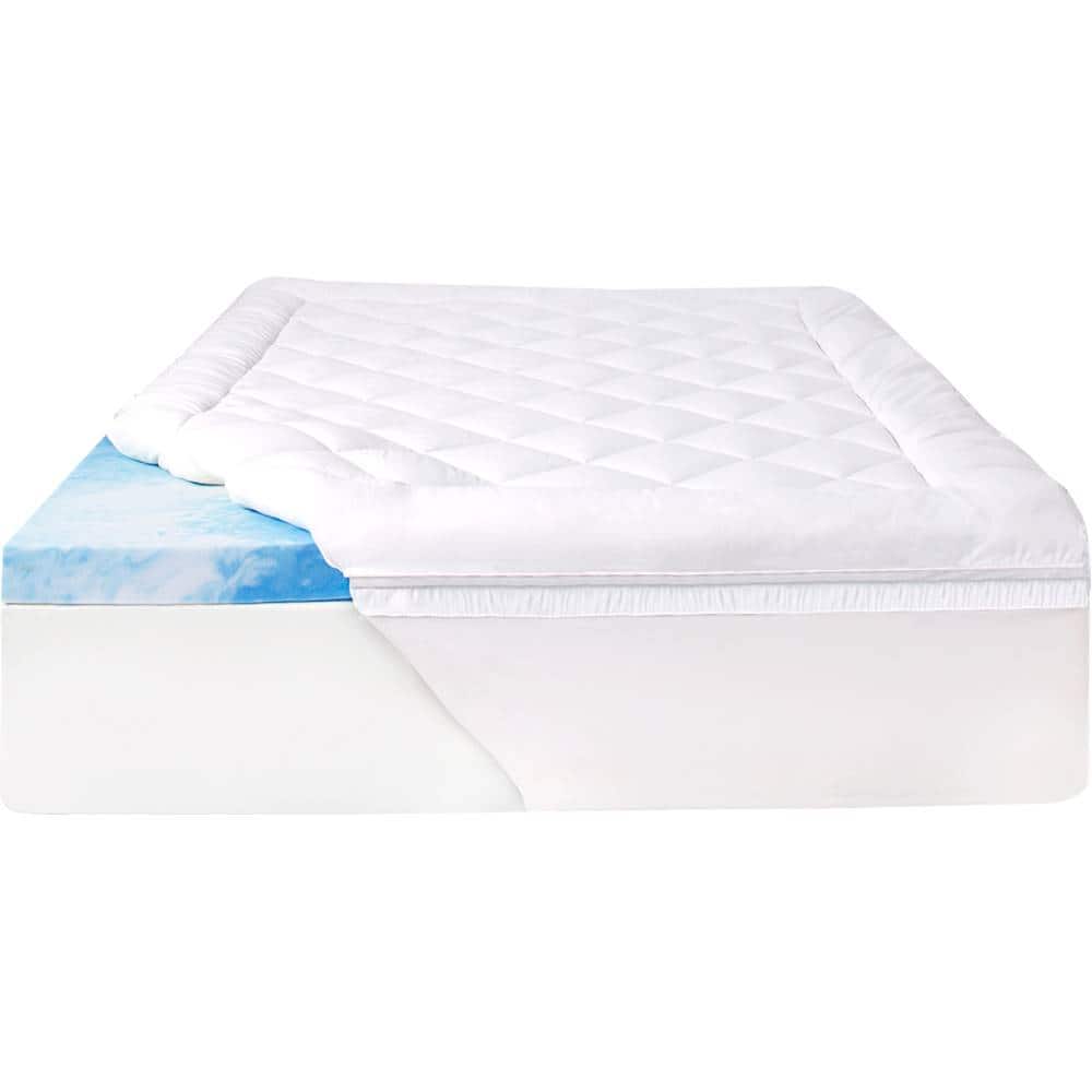 Alt View 16. Sealy - 3 + 1 Memory Foam Topper with Fiber Fill Cover - Queen - Blue.