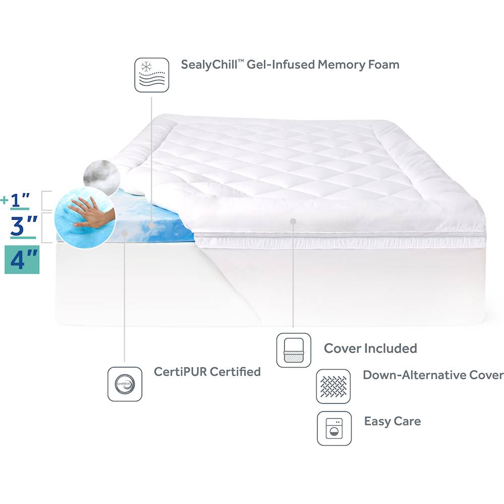 Sealy Full SealyChill 4 Memory Foam Mattress Topper with Cover