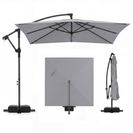 Front. Costway - Costway 8 x 8 FT Offset Cantilever Patio Umbrella Square Hanging Outdoor Market Umbrella - Gray.