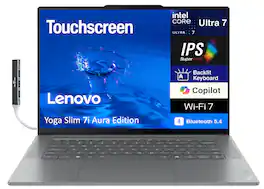 Lenovo - Yoga Slim 7i Aura Edition Laptop 15.3 2.8K Display (Intel Ultra 7-258V, 32GB LPDDR5X, Win 11 Pro) w/USB Hub - Luna Grey