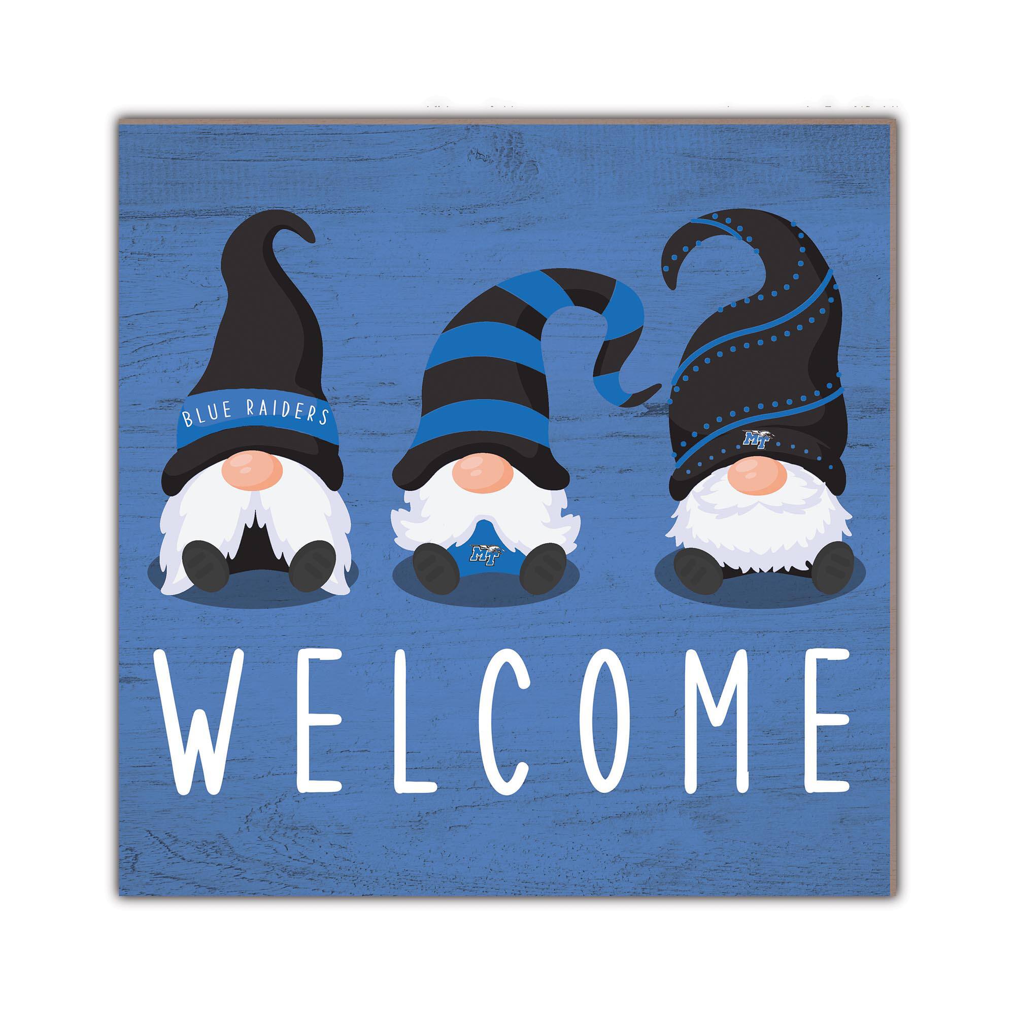 Middle Tennessee State Blue Raiders 10'' x 10'' Welcome Gnomes Sign