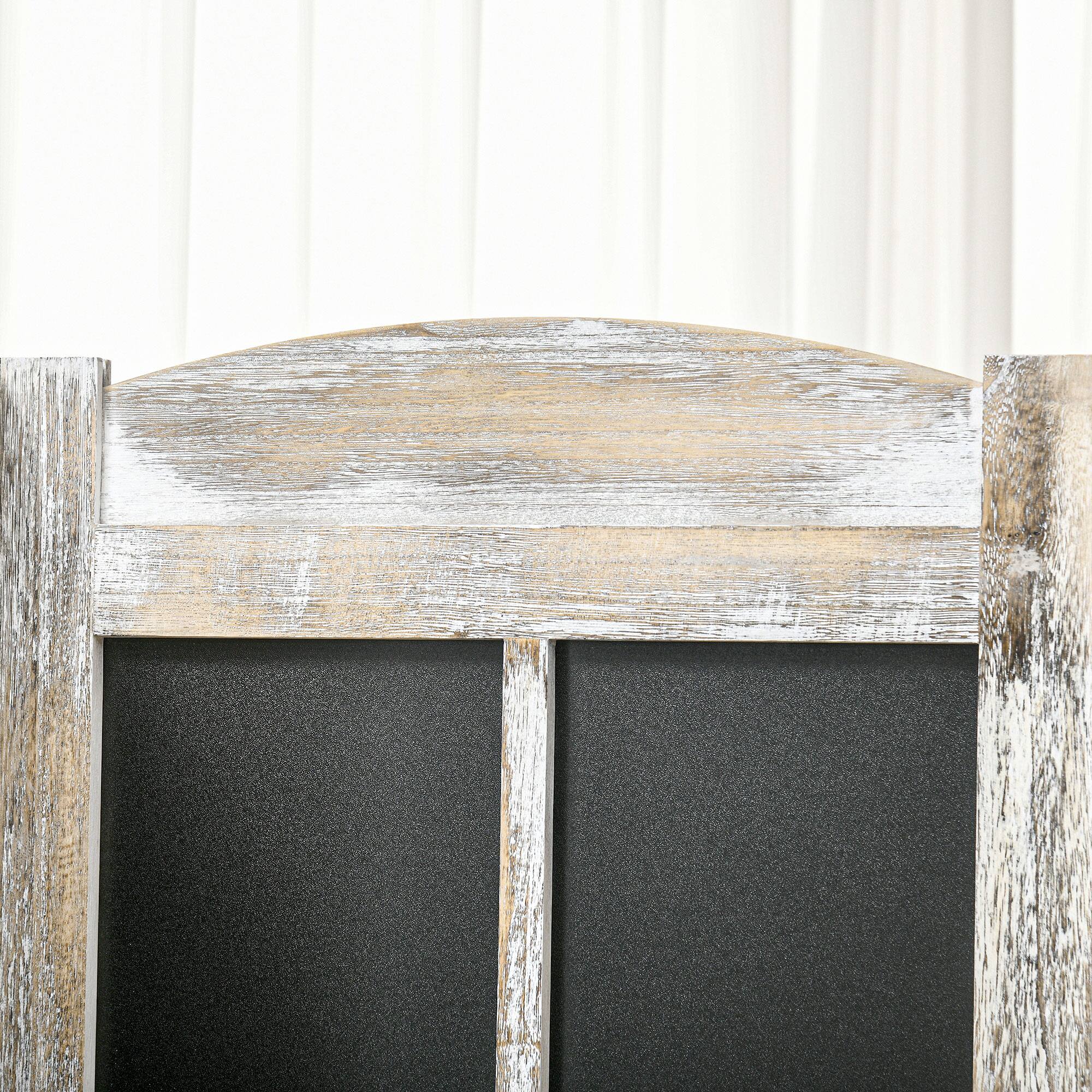 Alt View 8. Homcom - Panel Room Divider, 5.6' Tall Farmhouse Style Folding Indoor Portable Wood Privacy Screen with Black Boards - Natural Wood.