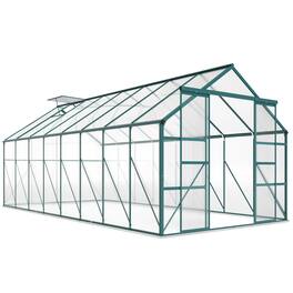 Outsunny - 16' x 8' Aluminum Greenhouse Polycarbonate Walk-in Garden Greenhouse Kit with Adjustable Roof Vent