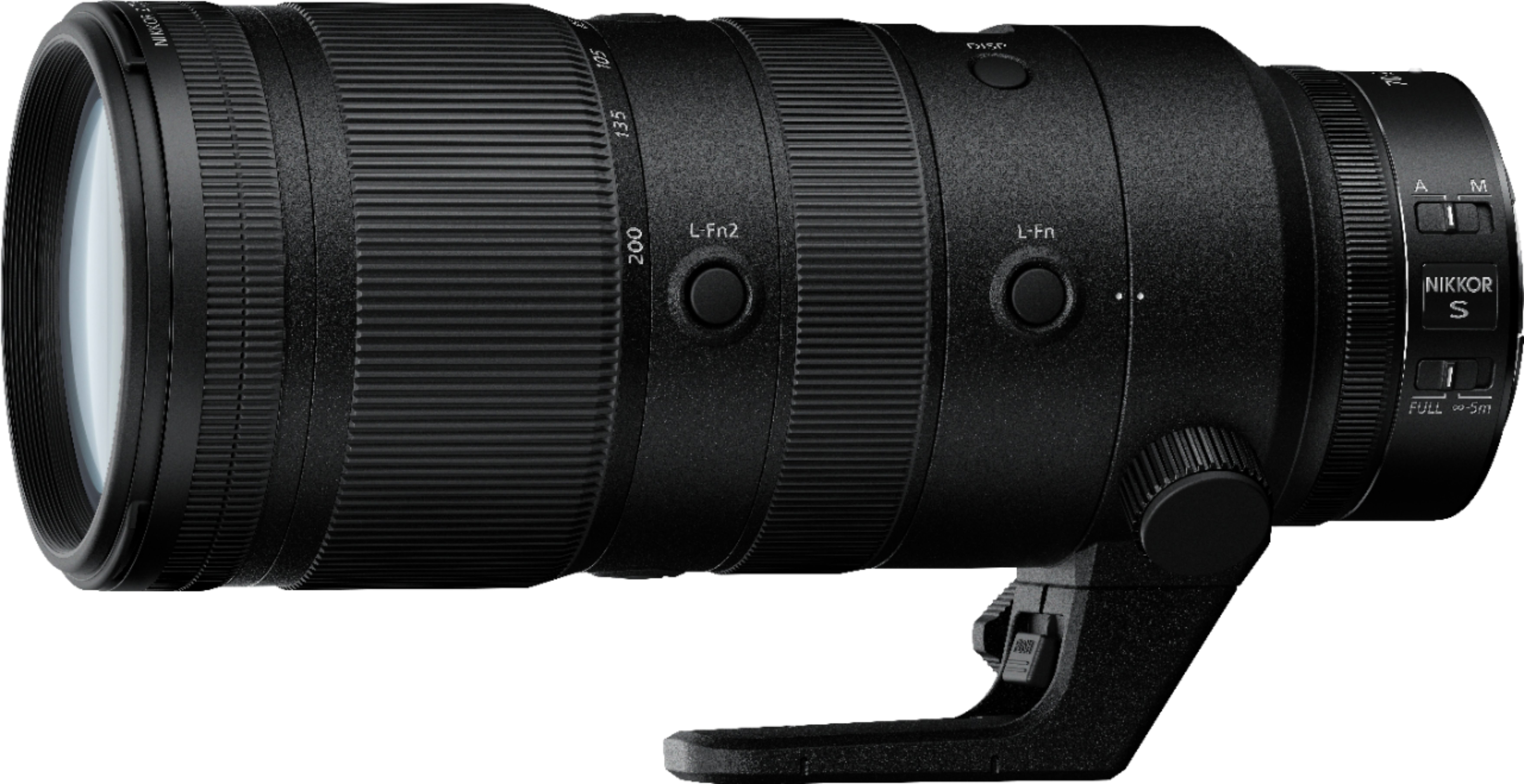 Angle View: NIKKOR Z 70-200mm f/2.8 VR S Optical Telephoto Zoom Lens for Nikon Z Cameras - Black