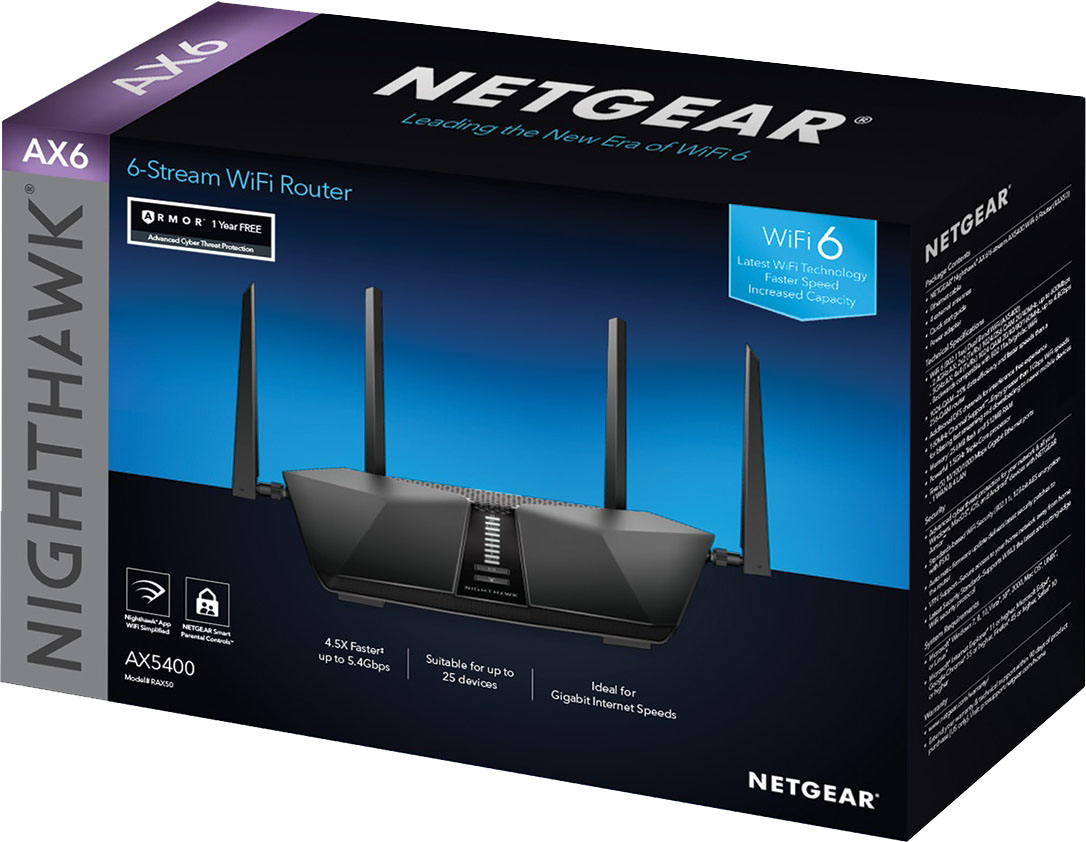 netgear nighthawk ax5400 routeur sans fil bi-bande 2,4 ghz 5 ghz gigabit  ethernet noir - routeurs