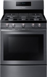 Samsung - 5.8 Cu. Ft. Freestanding Gas Convection Range with Self-High Heat Cleaning - Black Stainless Steel - Front_Zoom
