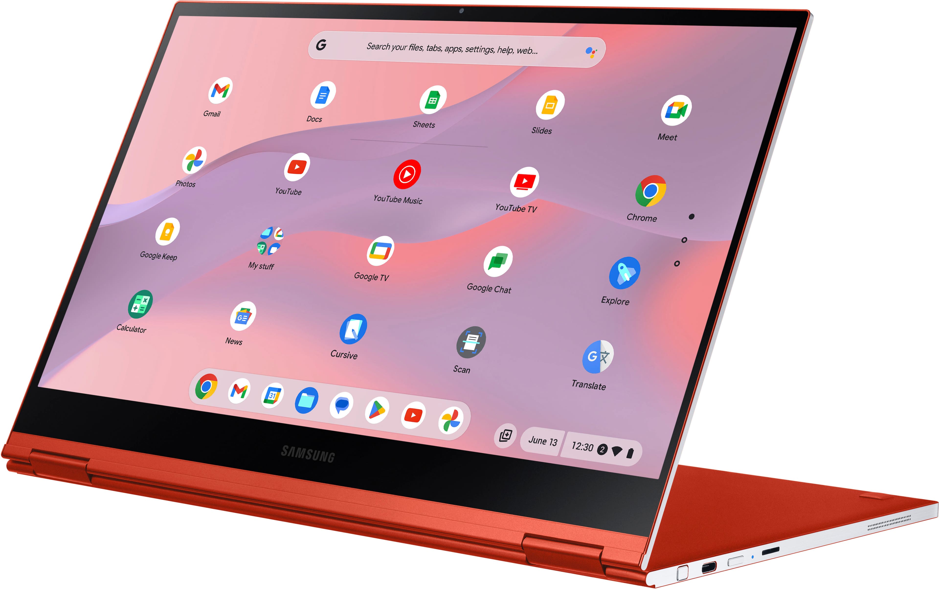 Alt View 28. Samsung - Galaxy 13.3" 4K Ultra HD Touch-Screen Chromebook - Intel Core i5 - 8GB Memory - 256GB SSD - Fiesta Red.