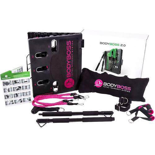 BodyBoss - Home Gym 2.0 Full Portable Gym Home Workout System - Pink