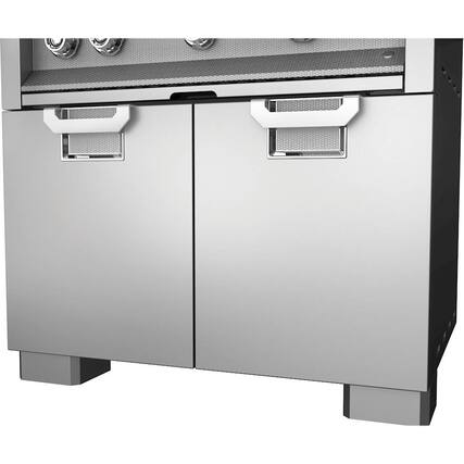 Angle. Hestan - Caster Covers for Hestan Outdoor Grills - Stainless Steel.
