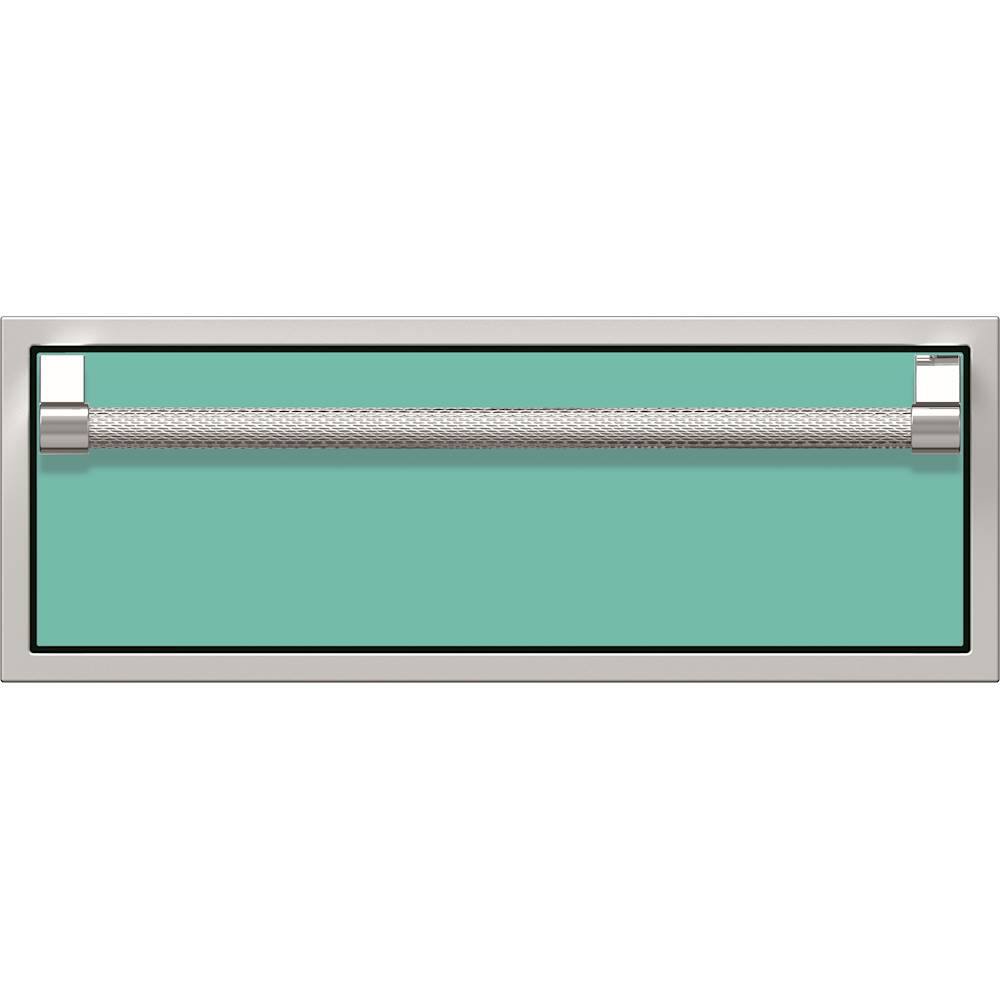 Angle. Hestan - AGSR Series 30" Outdoor Single Storage Drawer - Turquoise.