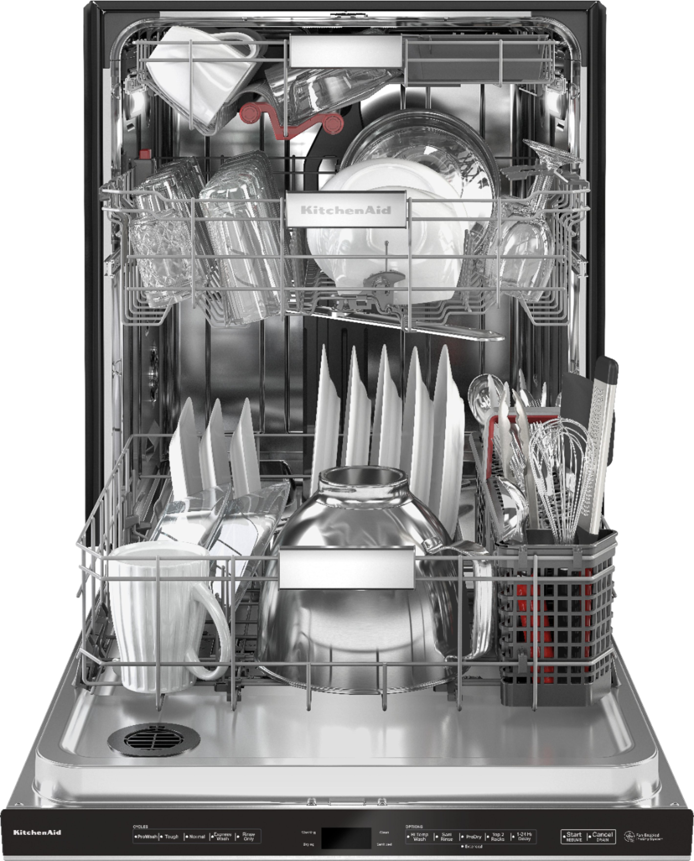 KitchenAid Top Control Built-In Dishwasher with Stainless Steel Tub, 3rd  Rack, 44dBA Stainless Steel KDTM704KPS - Best Buy