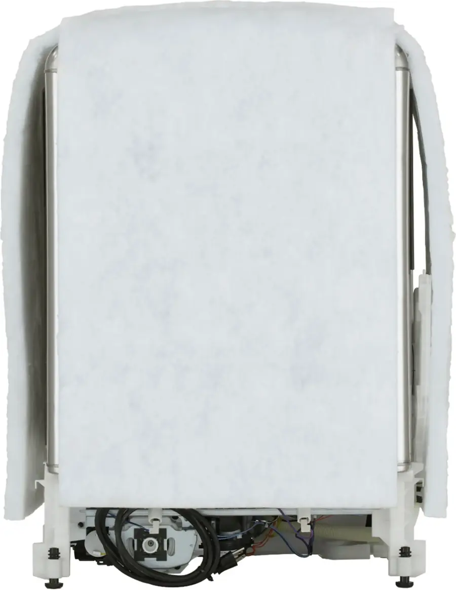 The image features a person holding a dirty dish, which appears to be a plate, over a dishwasher. The person is likely preparing to wash the dish using the dishwasher. The image also includes a sink and a bowl, which are commonly found in a kitchen setting. The text "No More Soaking and Scrubbing with Dual Power Filtration" suggests that the dishwasher may have a dual power filtration system, which could make the dishwashing process more efficient and effective.