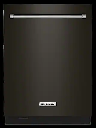 Front. KitchenAid - Top Control Built-In Dishwasher with Stainless Steel Tub, FreeFlex Third Rack, 44dBA - Black Stainless Steel.