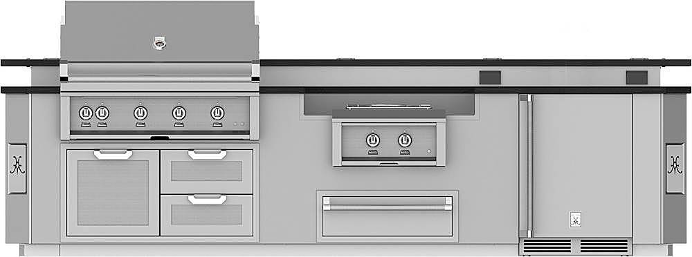 Angle View: Hestan - GE Series 12' Outdoor Living Suite with Egg-Shaped Smoker/Grill (Custom Countertop) - Silver