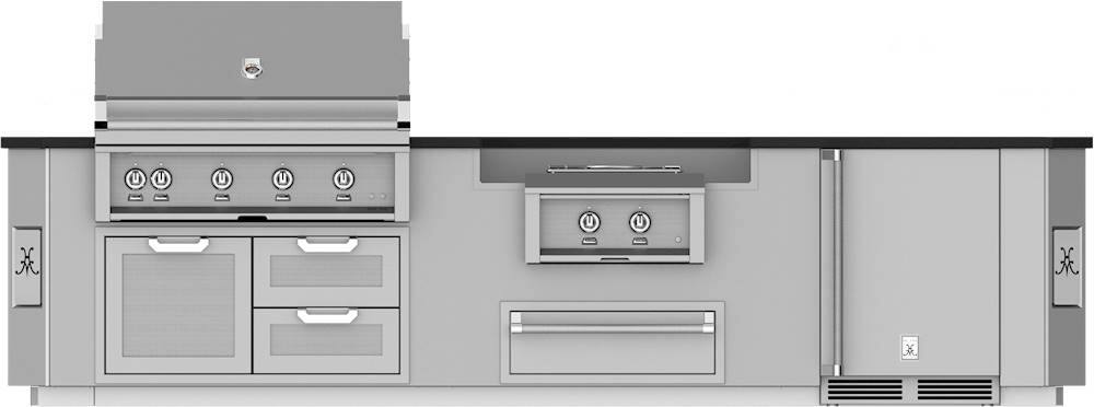 Angle. Hestan - GE Series 12' Outdoor Living Suite with Power Burner (Custom Countertop) - Stainless.