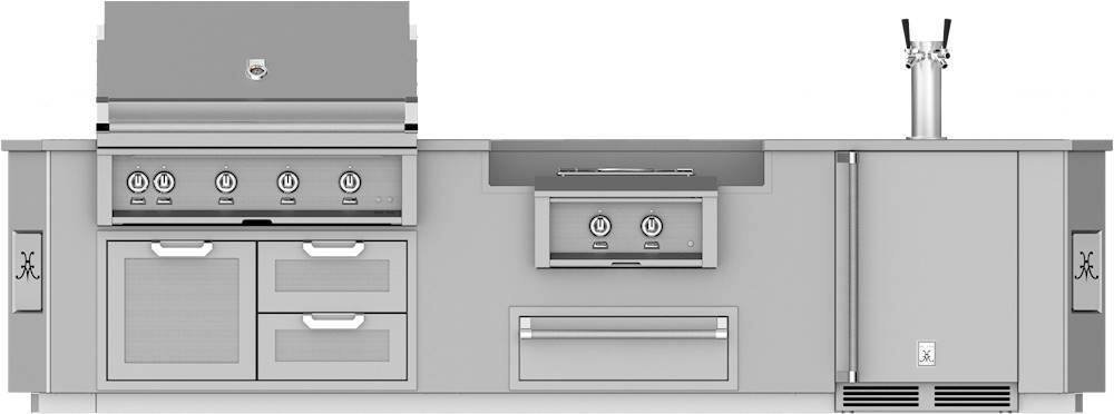 Angle. Hestan - GE Series 12' Outdoor Living Suite with Power Burner, and Beer Dispenser - Stainless.