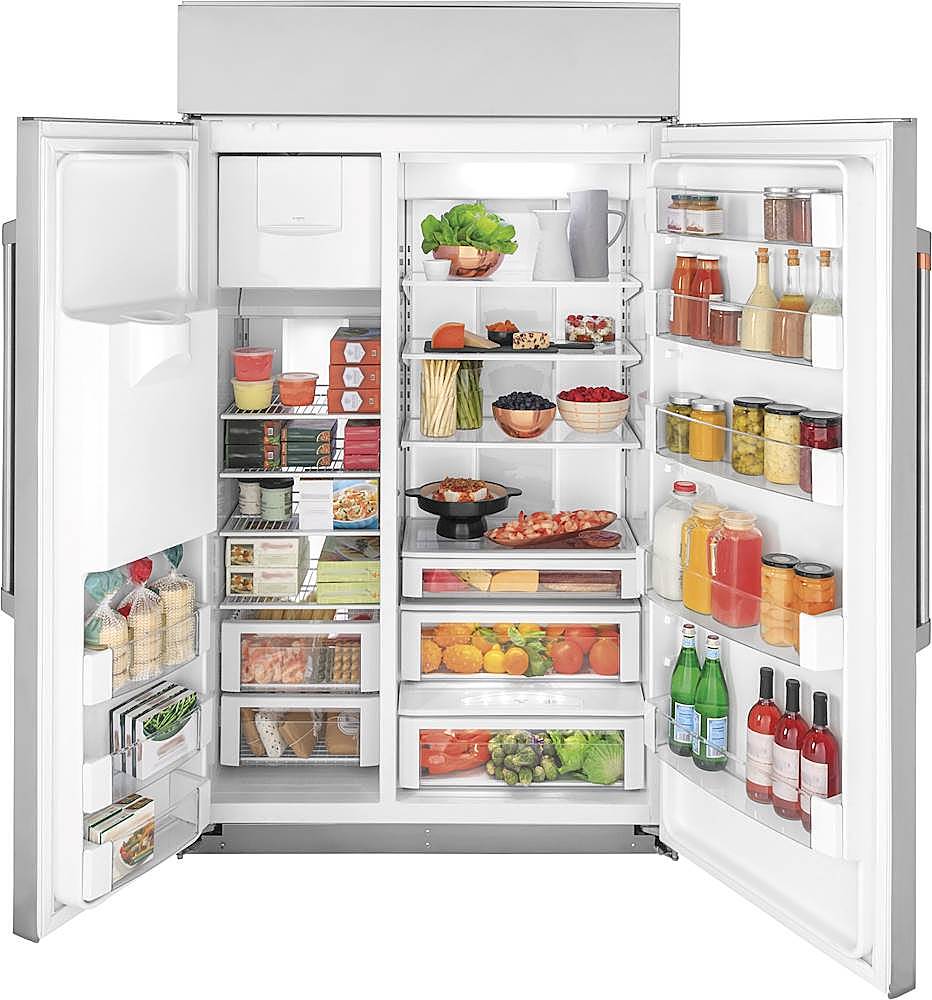 Alt View 1. Café - 28.7 Cu. Ft. Side-by-Side Built-In Refrigerator with Dispenser - Stainless Steel.