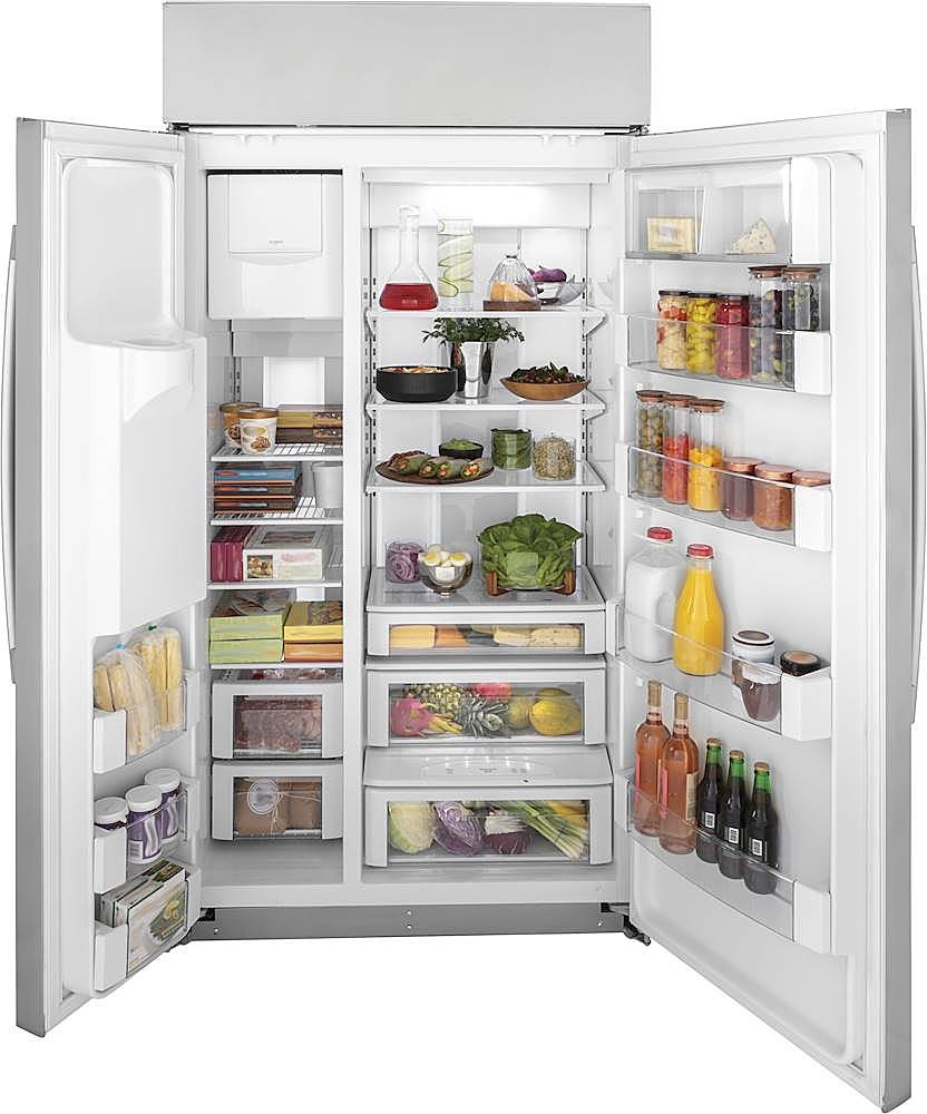 Alt View 1. GE Profile - 24.5 Cu. Ft. Side-by-Side Built-In Smart Refrigerator with External Water & Ice Dispenser - Stainless Steel.