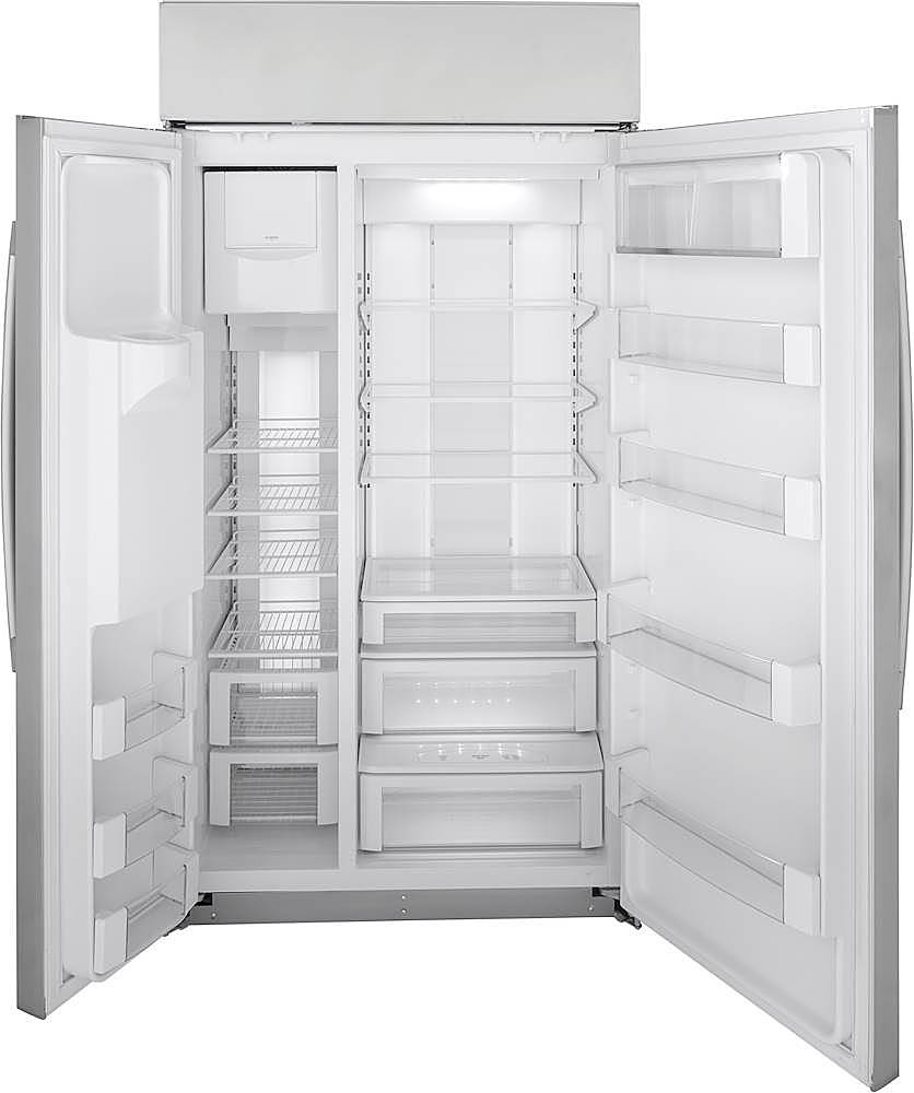 Alt View 2. GE Profile - 24.5 Cu. Ft. Side-by-Side Built-In Smart Refrigerator with External Water & Ice Dispenser - Stainless Steel.