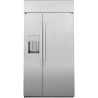 GE Profile - 28.7 Cu. Ft. Side-by-Side Built-In Smart Refrigerator with External Water & Ice Dispenser - Stainless steel - Front_Zoom