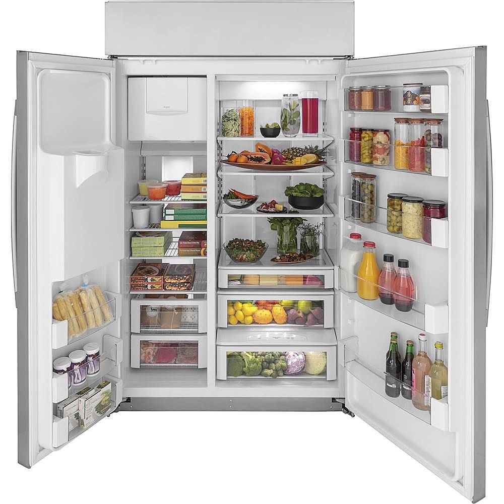 Alt View 1. GE Profile - 28.7 Cu. Ft. Side-by-Side Built-In Smart Refrigerator with External Water & Ice Dispenser - Stainless Steel.