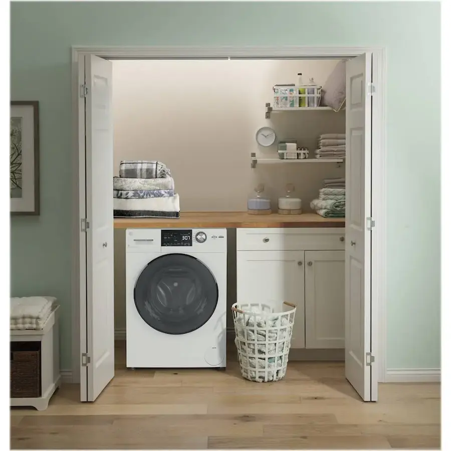 Alt View 12. GE - 2.4 Cu. Ft. Front Load Washer and Electric Dryer Combo with Steam - White.