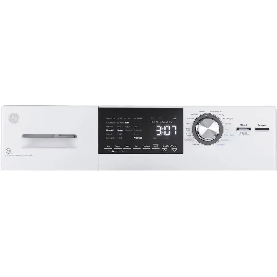 Alt View 1. GE - 2.4 Cu. Ft. Front Load Washer and Electric Dryer Combo with Steam - White.
