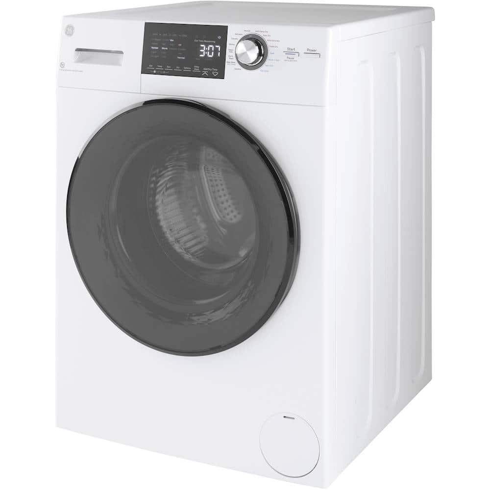 Left. GE - 2.4 Cu. Ft. Front Load Washer and Electric Dryer Combo with Steam - White.