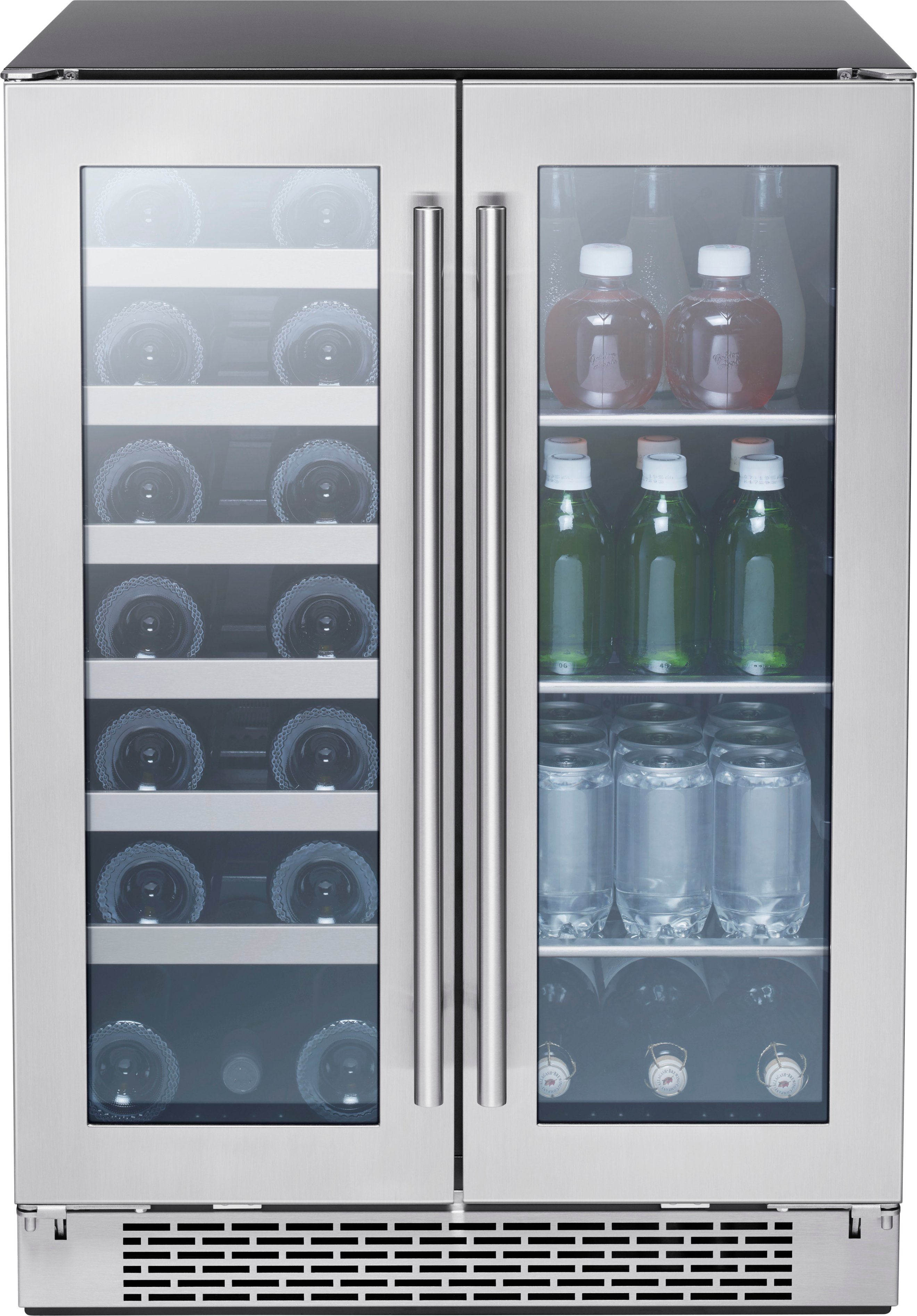Zephyr - Presrv 24 in. 21-Bottle Wine and 64-Can Beverage Cooler - Stainless steel and glass