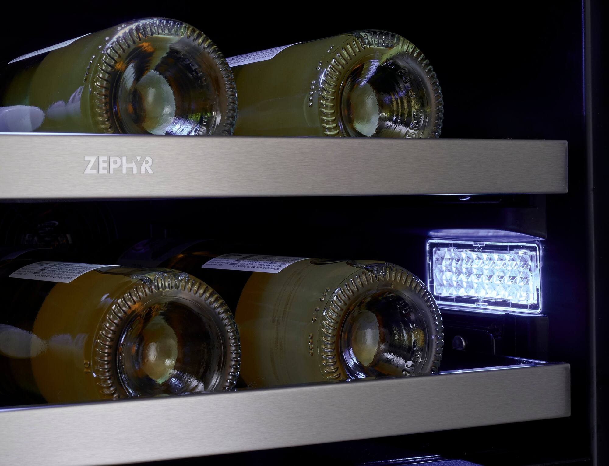 Zoom in on Alt View Zoom 19. Zephyr - Presrv 24 in. 21-Bottle Wine and 64-Can Beverage Cooler - Stainless Steel/Glass.