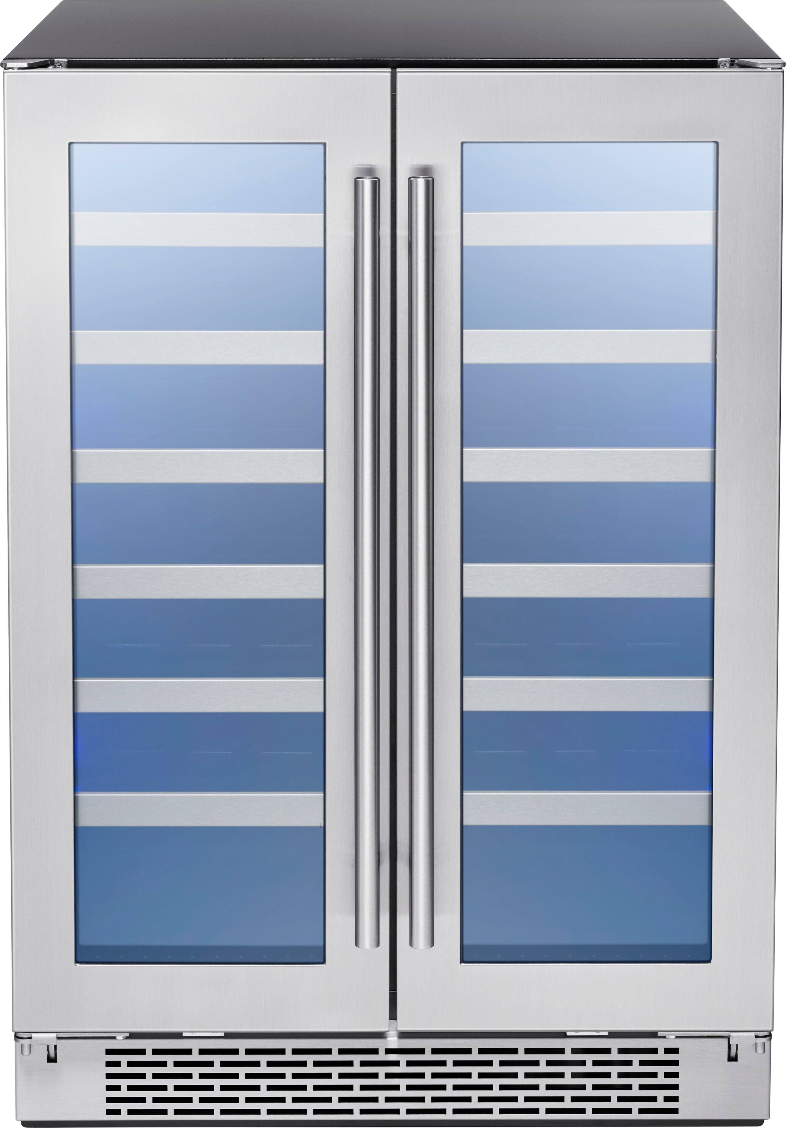 Angle. Zephyr - Presrv 24 in. 42-Bottle Dual Zone French Door Wine Cooler - Stainless Steel/Glass.