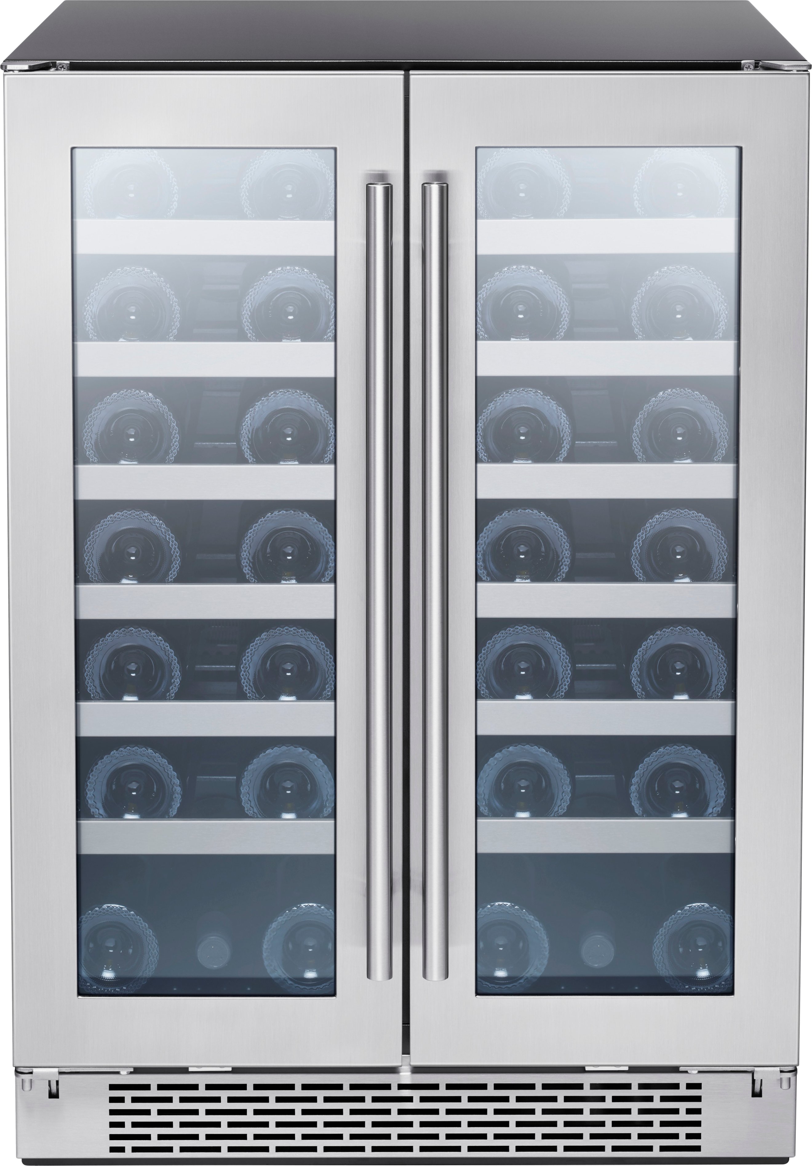 Zephyr - Presrv 24 in. 42-Bottle Dual Zone French Door Wine Cooler - Stainless steel and glass