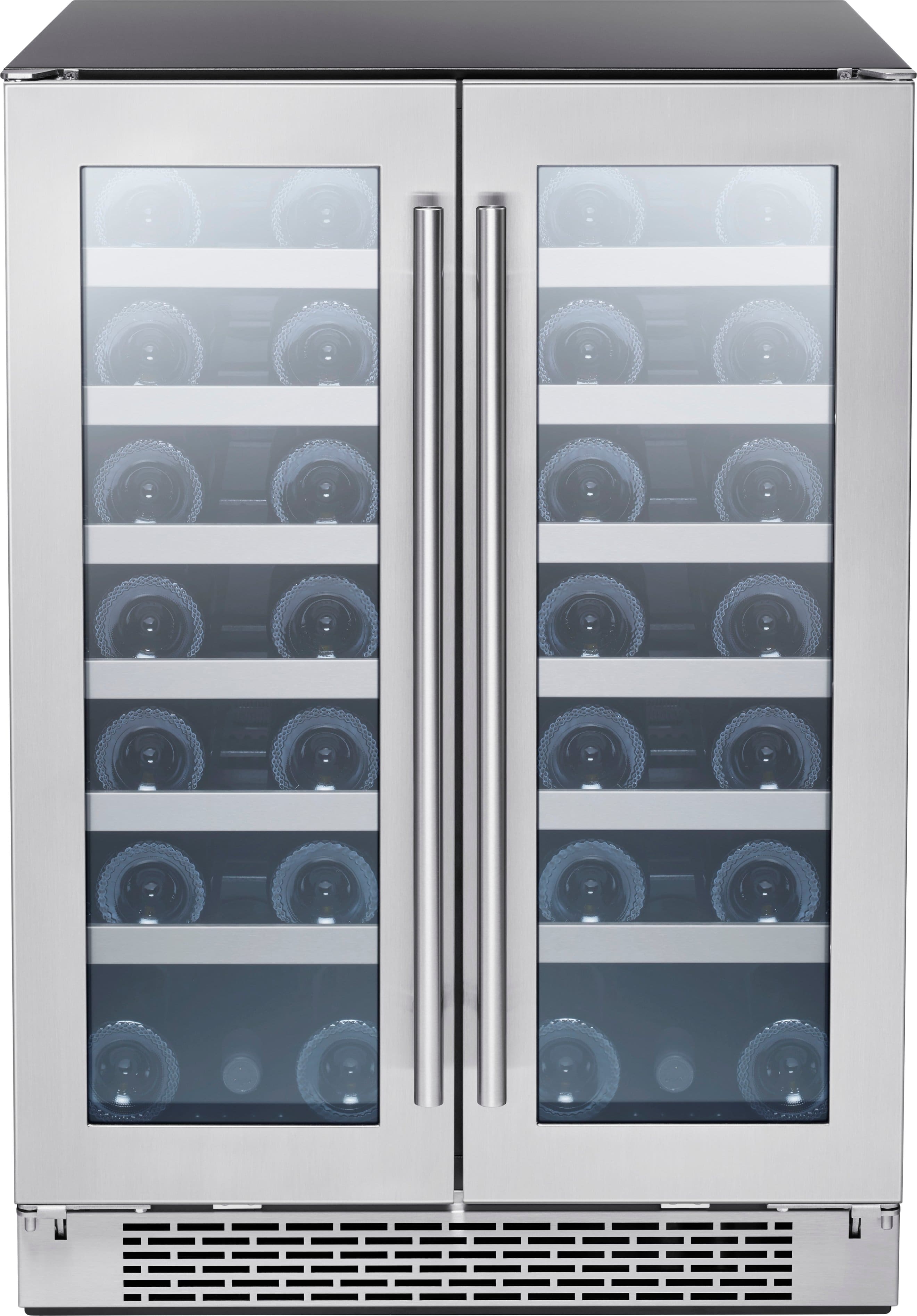 Front. Zephyr - Presrv 24 in. 42-Bottle Dual Zone French Door Wine Cooler - Stainless Steel/Glass.