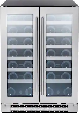 Zephyr - Presrv 24 in. 42-Bottle Dual Zone French Door Wine Cooler - Stainless Steel/Glass
