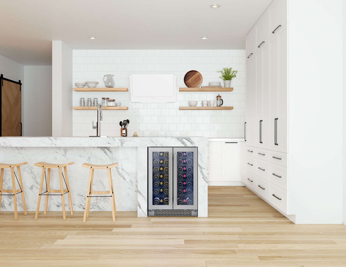 Alt View 11. Zephyr - Presrv 24 in. 42-Bottle Dual Zone French Door Wine Cooler - Stainless Steel/Glass.