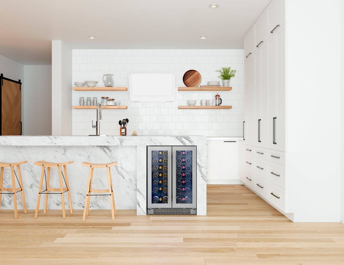 Alt View 11. Zephyr - Presrv 24 in. 42-Bottle Dual Zone French Door Wine Cooler - Stainless Steel/Glass.