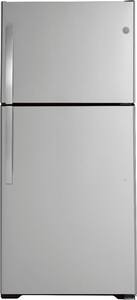 GE - 21.9 Cu. Ft. Top-Freezer Refrigerator - Stainless steel - Front_Standard