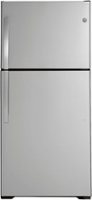 GE - 21.9 Cu. Ft. Top-Freezer Refrigerator - Stainless steel - Front_Zoom