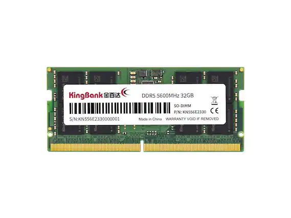 2 1 He RiGS 0000E 0000 En KingBank TU RUREE King S/N: KN556E2330000001 AP Kin AP O. E 000 DDR5 5600MHz 32GB SO-DIMM P/N: KN556E2330 CE Made in China WARRANTY VOID IF REMOVED Kind APO King AP00905800000 L AP00905800000