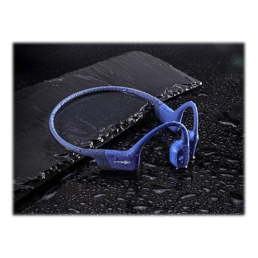 Left View: AfterShokz - Aeropex Wireless Bone Conduction Open-Ear Headphones - Eclipse Blue