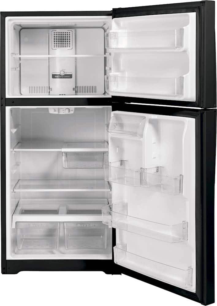 Alt View 2. GE - 21.9 Cu. Ft. Top-Freezer Refrigerator with Garage Ready Performance from 38-110 Degrees Fahrenheit - Black.
