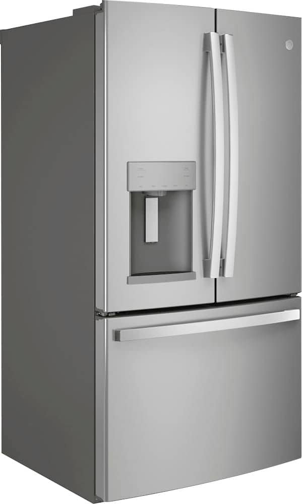 Angle. GE - 27.7 Cu. Ft. French Door Refrigerator - Fingerprint resistant stainless steel.