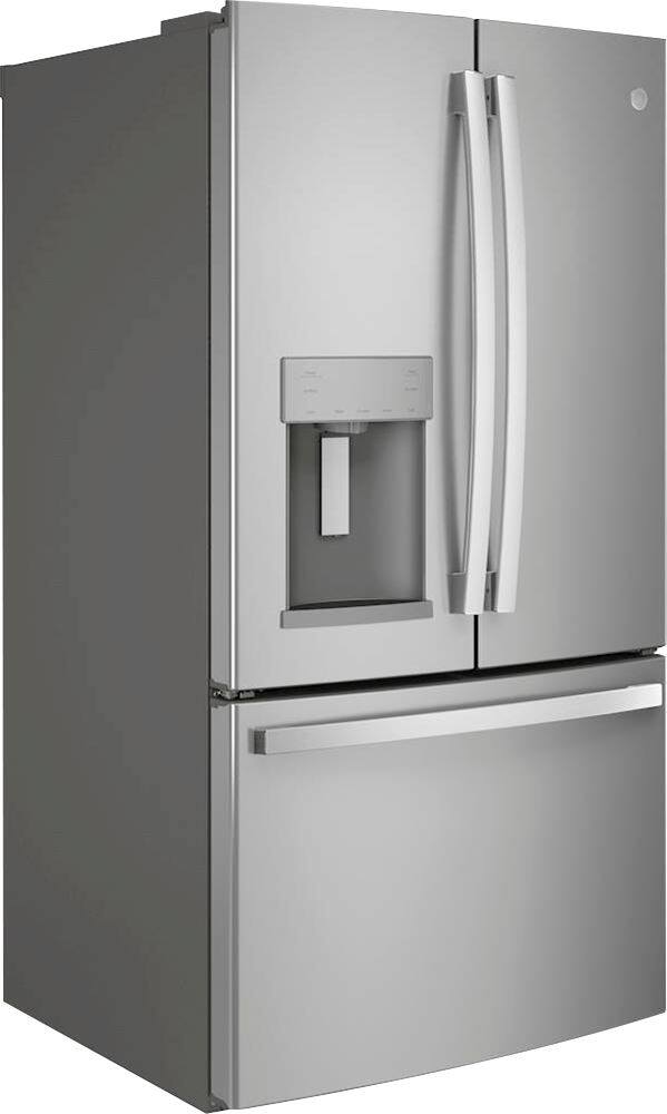 Angle. GE - 27.7 Cu. Ft. French Door Refrigerator - Fingerprint resistant stainless steel.