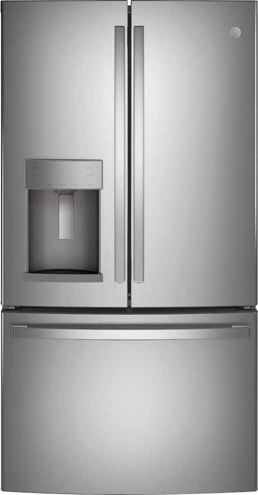 Front. GE - 27.7 Cu. Ft. French Door Refrigerator - Fingerprint resistant stainless steel.